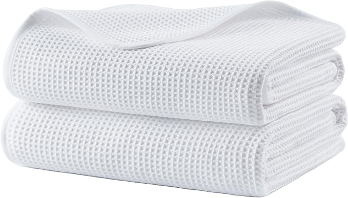 POLYTE 380 GSM Microfiber Oversize Quick Dry Lint Free Waffle Bath Towel by Polyte