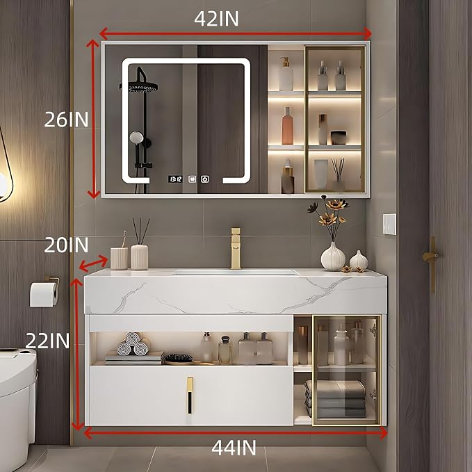 44IN Bathroom Cabinet with Single Sinks - Image 2