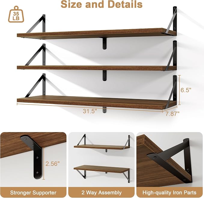 Fun Memories Floating Shelves, 32 x 8 Inches, Decorative Storage - Image 3