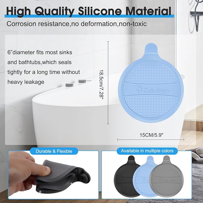 Silicone Drain Stopper for Shower & Tub, Floor Drain- Super Seal for Hair Clog - Image 2