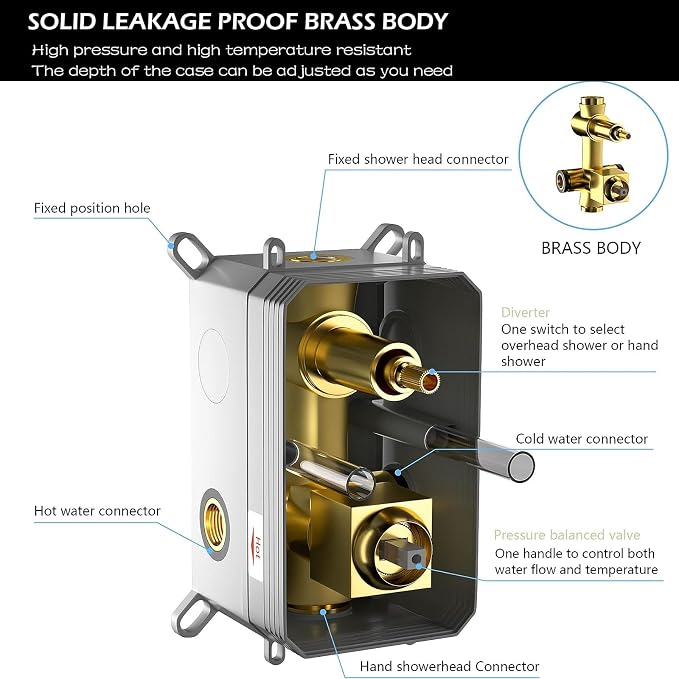 Lordear Rain Shower System 10 Inch Faucet Set Brushed Nickel Finish Stainless - Image 6