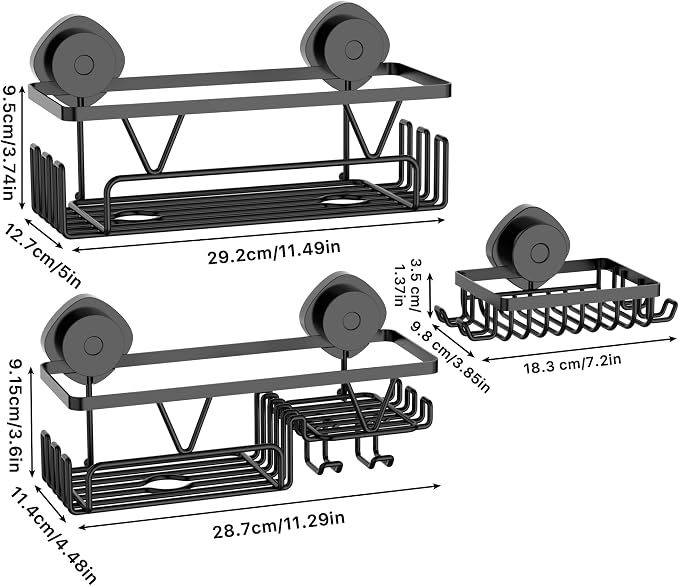 KEGII Shower Caddy Suction Cup – Removable Suction Bathroom Organizers Shelf - Image 2