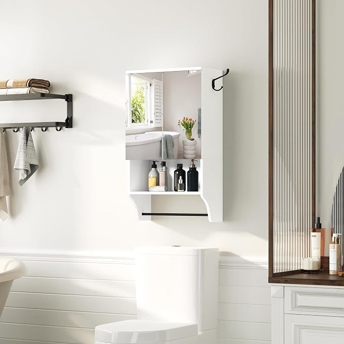 Bathroom Wall Cabinet with Mirror, Medicine Cabinet with 2 Door and Adjustable - Image 5