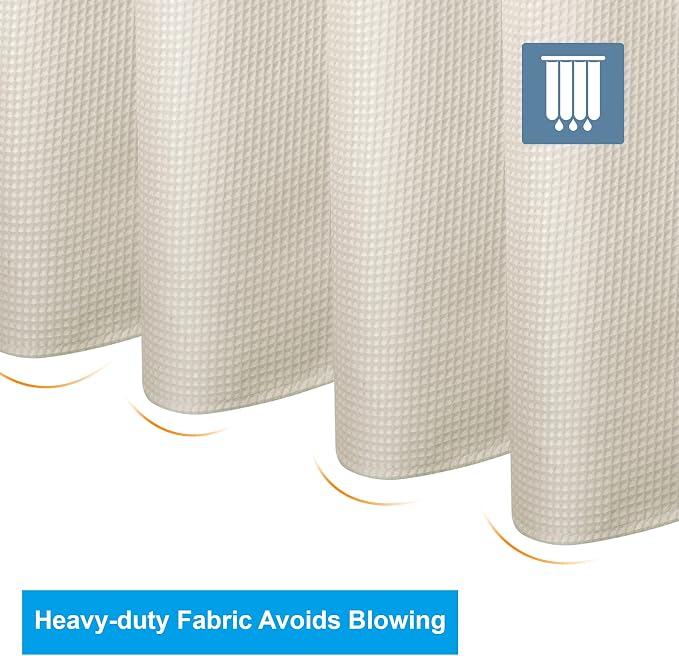 AmazerBath Waffle Shower Curtain, Heavy Duty Fabric Shower Curtain - Image 7