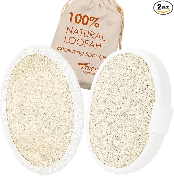 Natural Loofah Sponge, 2 Pack Exfoliating Body Scrubber by HOME