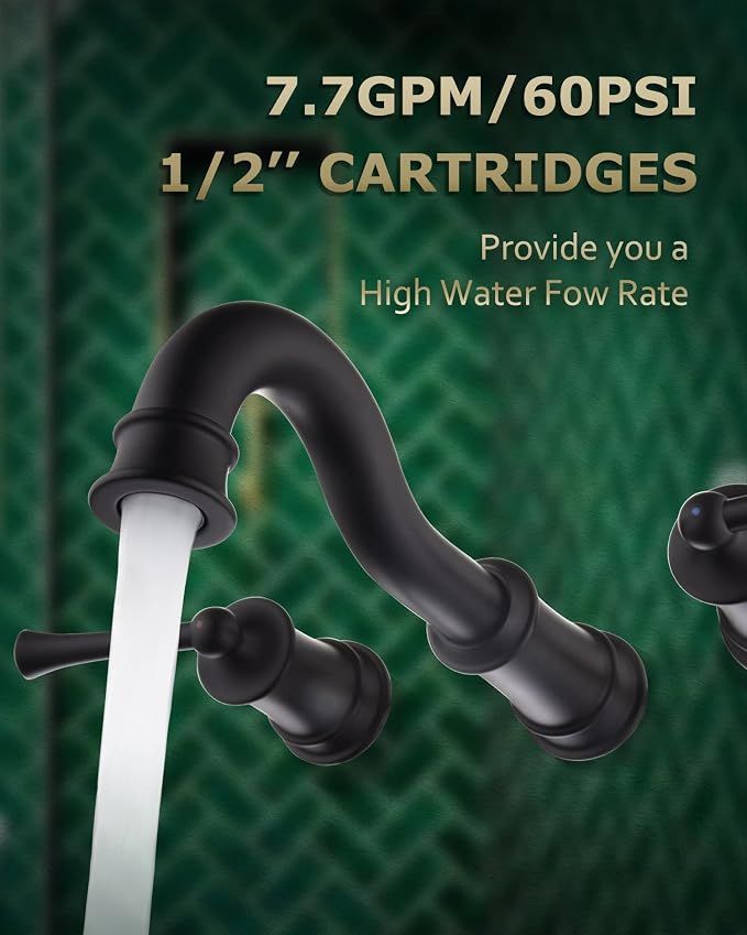 Roman Bathtub Faucet Wall Mount Widespread Tub Filler - Image 3