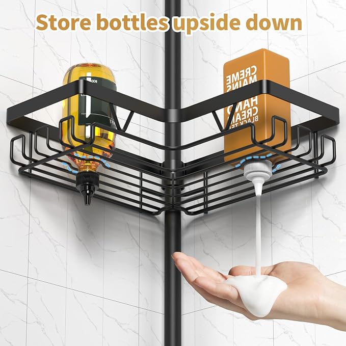 Shower Caddy Tension Pole, 4 Adjustable Corner Shower Caddy - Image 6