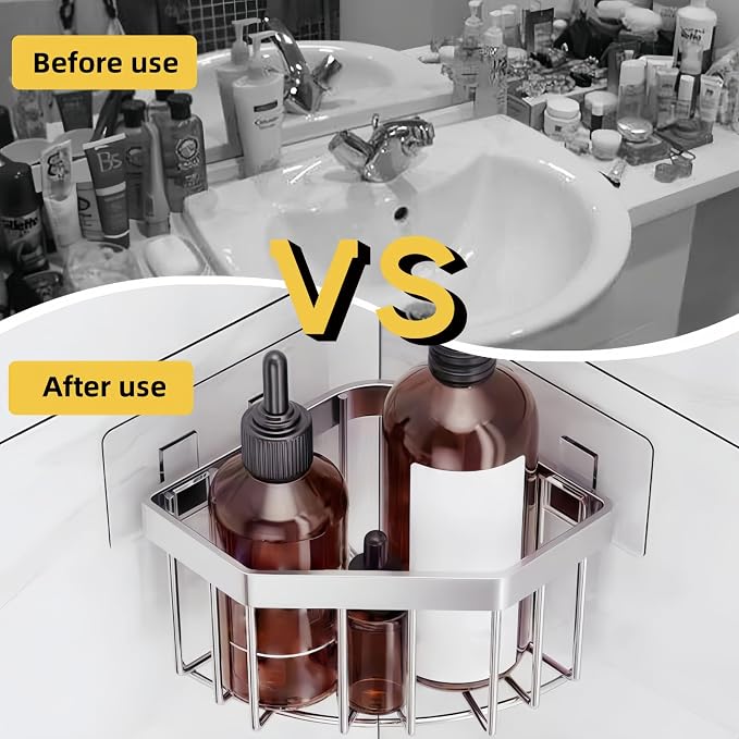 Wall Mounted Sink Caddy Organizer, Carbon Steel Kitchen Sponge Holder - Image 4