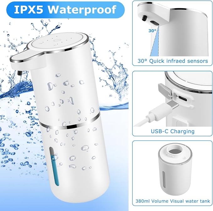 4 Pack Automatic Soap Dispenser, Liquid Soap Dispenser Touchless, 12.8oz/380ml - Image 6