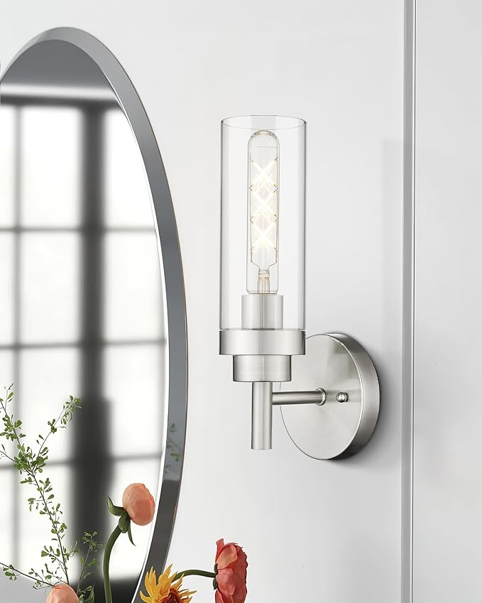 Emak Brushed Nickel Wall Sconce Light, Modern Bathroom Light Fixtures - Image 6