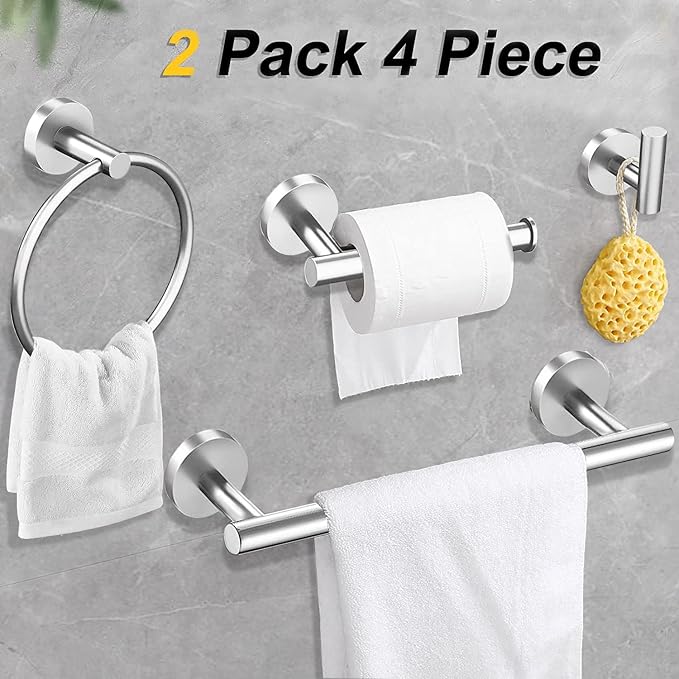 Cilee 8 Piece Brushed Nickel Bathroom Hardware Set, 24inch Bathroom Towel - Image 9