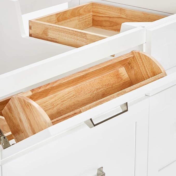 ARIEL Monroe 54 inch Bathroom Vanity Without Sink in White, Bathroom Base - Image 6