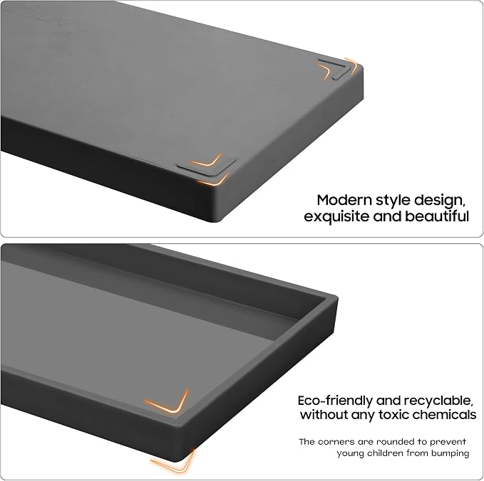 Vanity and Bathroom Tray, 7.7" ABS Countertop Organizer, Waterproof Vanity Tray - Image 7