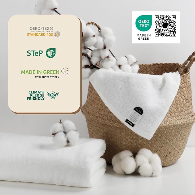 SEMAXE White Bath Towels Set of 4, 100% Cotton Luxury Bathroom Towels, and - Image 9