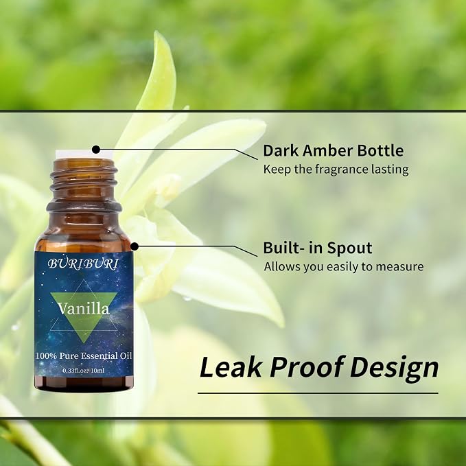 BURIBURI Vanilla Oil and Jasmine Essential Oil, 100% Pure, Organic Aromatherapy - Image 5