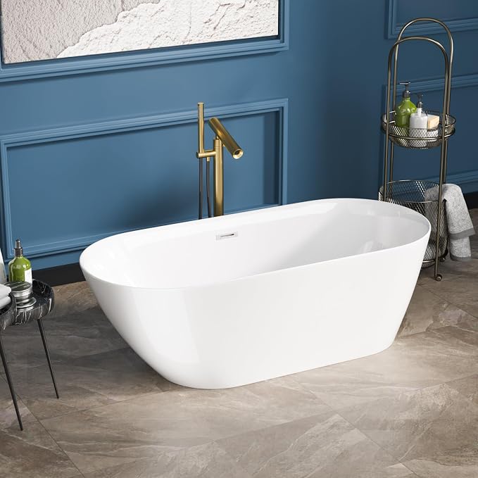 Sarlai 67 Inch Acrylic Freestanding Soaking Bathtub Contemporary Soaking White - Image 2