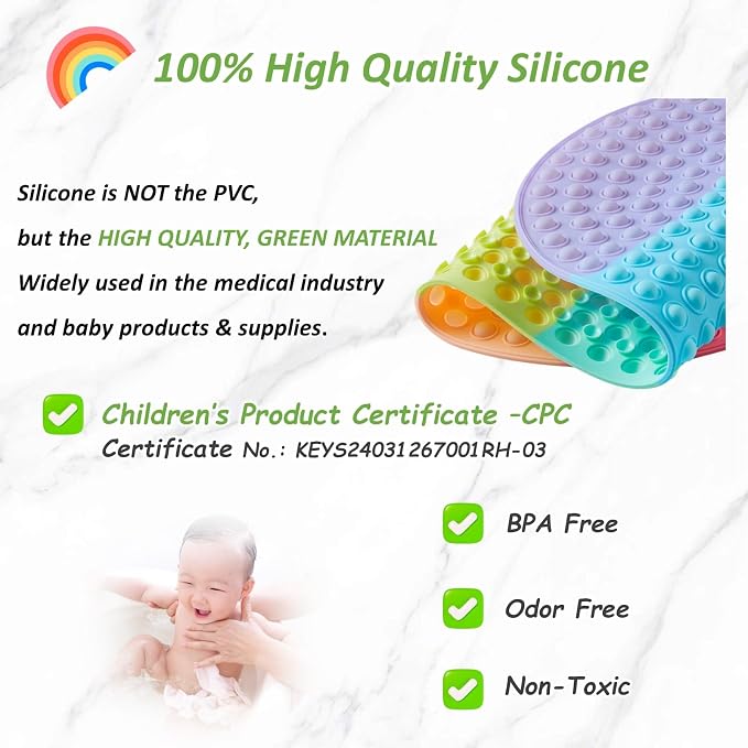 Baby & Toddler Bath Mat for Tub，Silicone Non Slip Bathtub Mat for Kids - Image 2