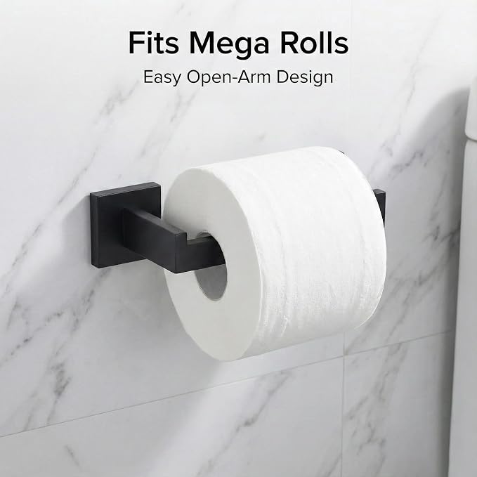 5 Piece Bathroom Hardware Set Matte Black, SUS304 Stainless Steel Towel Bar Set - Image 5