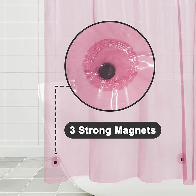 Barossa Design Clear Pink Long Shower Curtain Liner 78" Height - Image 3