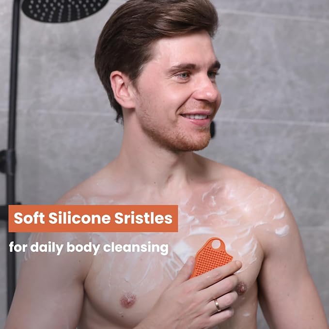 Silicone Body Scrubber Silver-Infused Dual-Sided 3-in-1 - Image 2