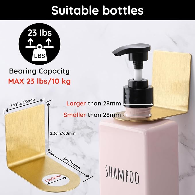 Segbeauty Stainless Soap Bottle Dispenser Holder, Adhesive Wall Mount Bottle - Image 2