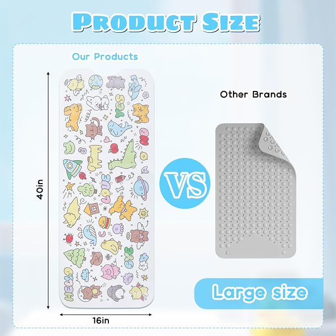 Baby Bath Mat for Tub Non Slip Kids Bathtub Mat Extra Long 40X16 Inch Toddler - Image 3