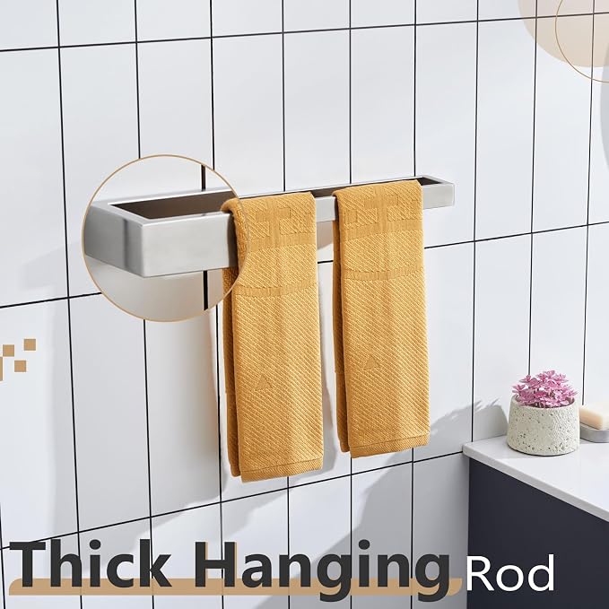 KOKOSIRI Towel Bar Brushed Nickel Bath Towel Hanger Holder 16-Inch Kitchen Rack - Image 6