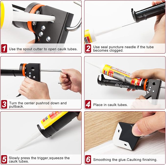 Caulk Gun Kit, Smooth Silicone Caulking Gun and Caulk Remover Tool, Sealant - Image 5