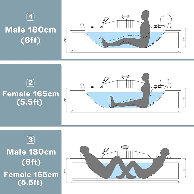 Empava 2 Person Whirlpool Bathtub, Corner Jetted Bathtub - Image 7