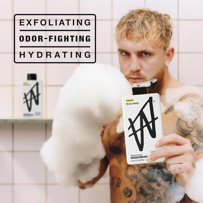 W By Jake Paul Body Wash for Men, Exfoliating Shower Gel - Image 3