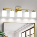 Brushed Gold Bathroom Light Fixtures, 5-Light Modern Vanity Light Over Mirror by FonmYim
