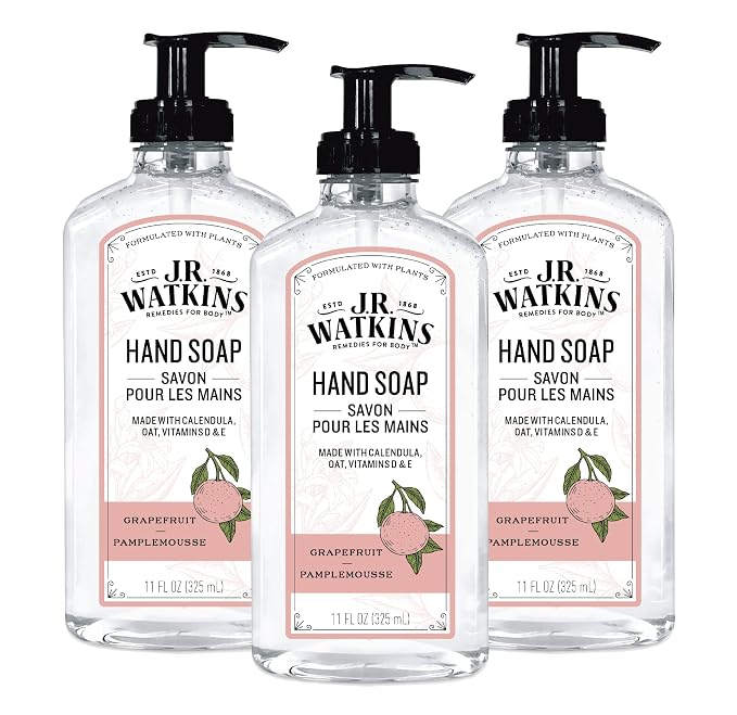 J.R. Watkins Gel Hand Soap, 3 Pack of 11 Fl Oz, Grapefruit by JRWatkins