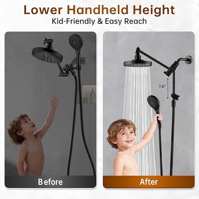 BRIGHT SHOWERS High Pressure Dual Shower Head Combo - Image 4