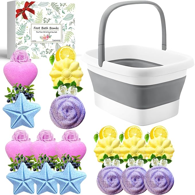 Foot Soaking Tub, Collapsible Bucket, Foot Spa, Foot Bath 16 Pack Foot Soak by Lanwexy