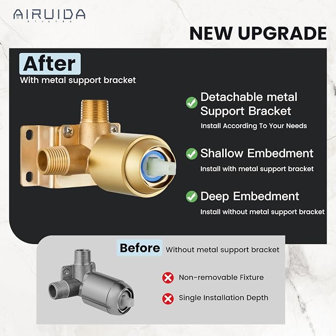 Airuida Shower Faucet Set Bathroom Rain Shower System SUS304 Stainless Steel - Image 5