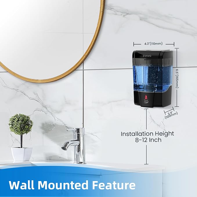 SVAVO Automatic Soap Dispenser Hand Soap Dispenser Wall Mount 600m/21 fl.oz - Image 2