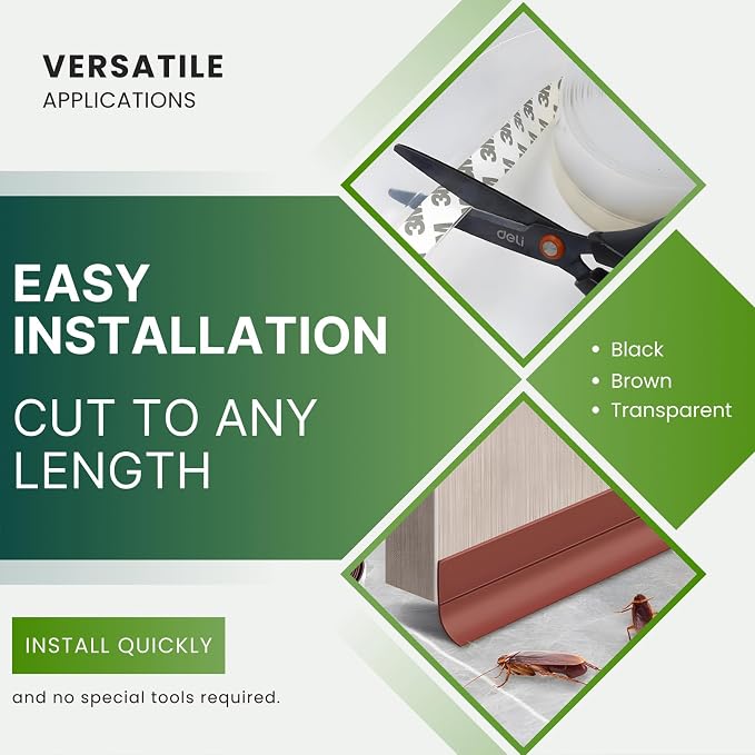 1.8in Brown Weather Stripping Door Seal – Thickened Silicone, Strong Adhesive - Image 7