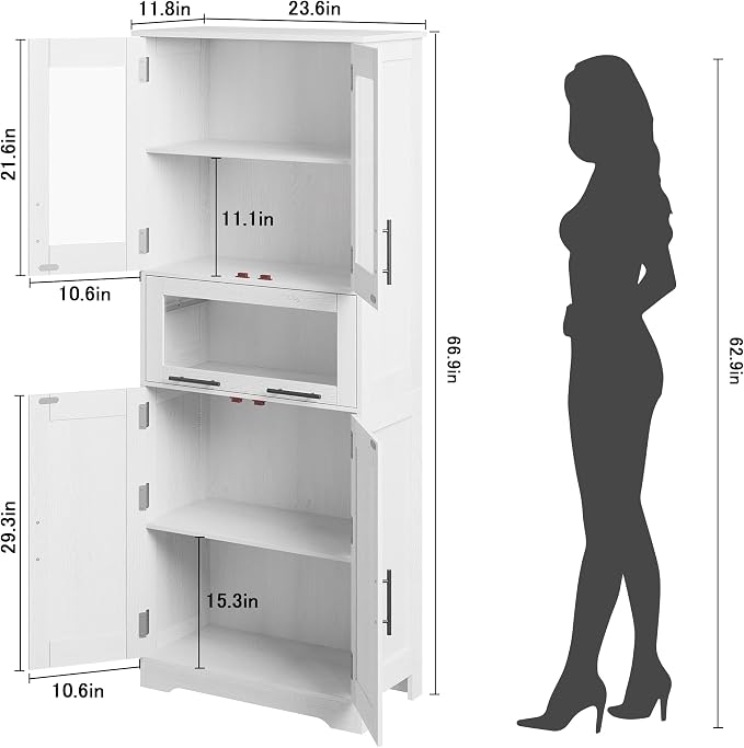 GarveeHome Tall Bathroom Cabinet, 67 in Storage Cabinet - Image 2