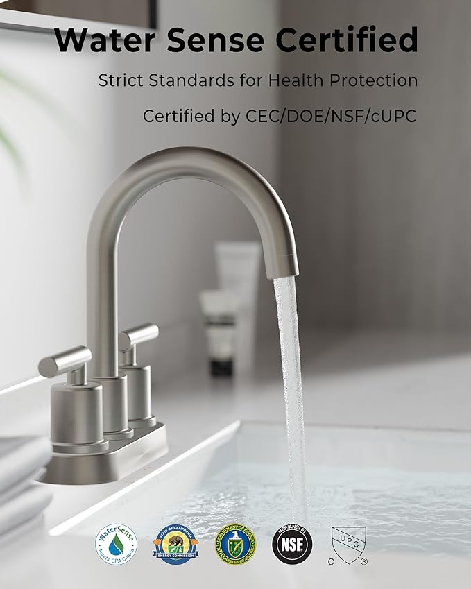 VXV Bathroom Sink Faucet 4 Inch 2 Handle Centerset Modern 360 Rotating Brushed - Image 2