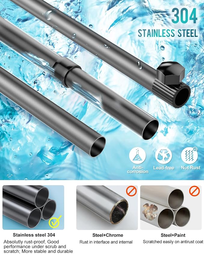 4 Layer Corner Shower Caddy, Stainless Steel ​Constant Tension Pole Shower - Image 3