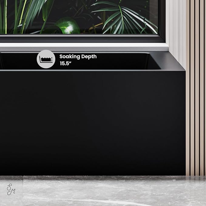 Voltaire 54 in. x 30 in. Acrylic Matte Black, Left-Hand Drain, Apron Bathtub - Image 4