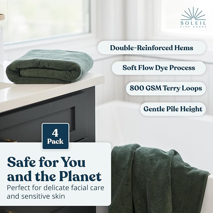 Soleil Fine Goods Luxurious 800 GSM 100% Cotton Bath Towel Set - Image 7