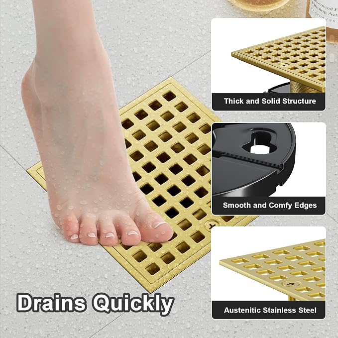 Brushed Gold Shower Drain 4-1/4 Inch - Image 2