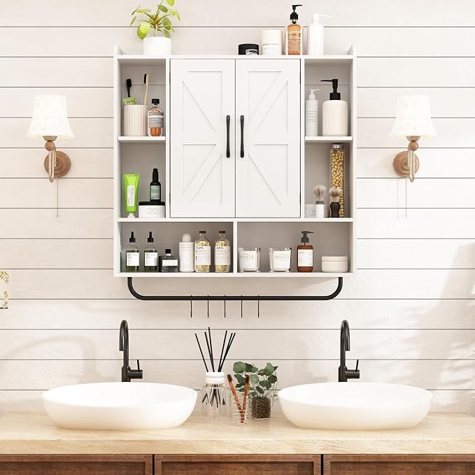 RUSTOWN Rustic Wood Wall Bathroom Cabinet, Farmhouse Medicine Cabinet Wall - Image 9