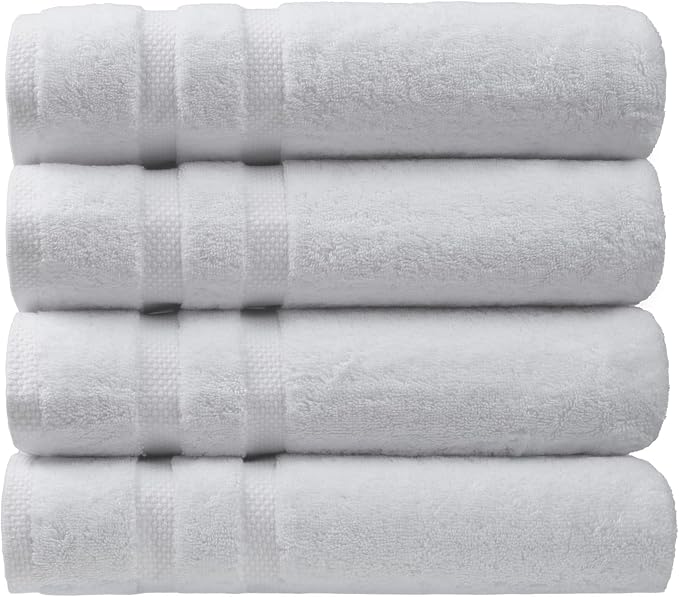 SOFE H&L | Olea Luxury Cotton Turkish Bath Towels Set of 4 White | Premium by SOFEHomeLiving