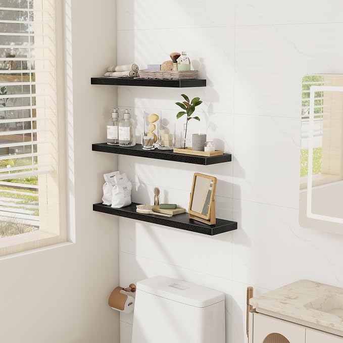Fun Memories 32 Inch Floating Shelves Wall Shelf Set of 3, Farmhouse Home Decor - Image 6
