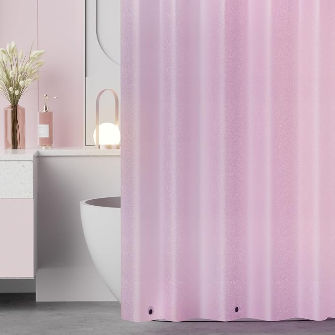 Dreamy Pink Glitter PEVA Shower Curtain Long 75 Length, Waterproof Plastic - Image 6
