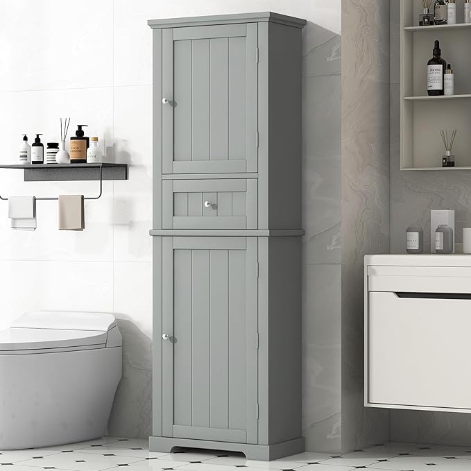 GERRIT 67.3" Tall Linen Cabinet, Modern Freestanding - Image 7