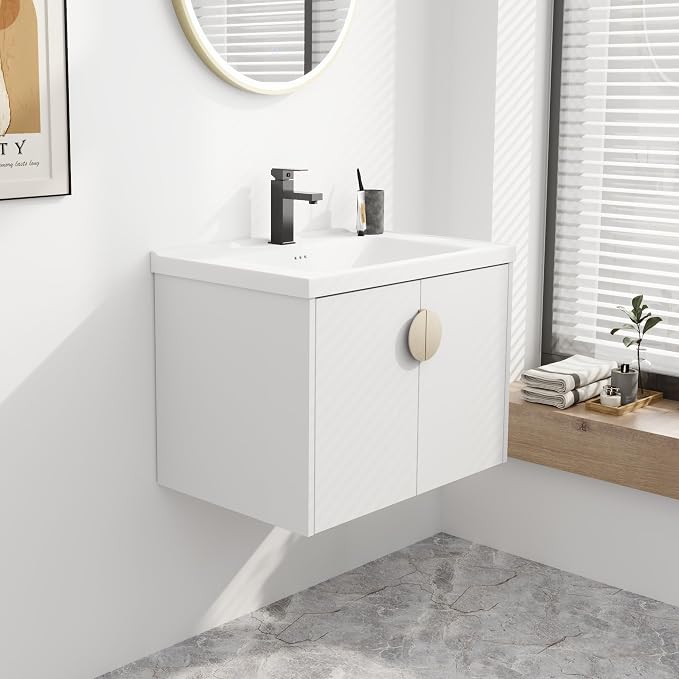 28 Inch Bathroom Vanity with Sink, Single Sink Bathroom Vanity Combo, Modern by JENTORIA