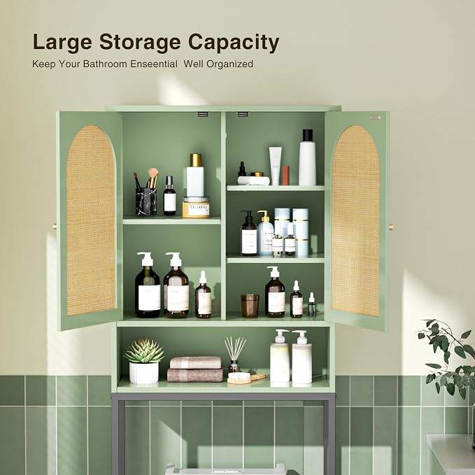 Rattan Over The Toilet Storage Cabinet, Bathroom Organizers and Storage Over - Image 5